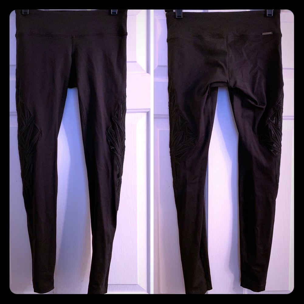 Koral black yoga pants/leggings with mesh detail